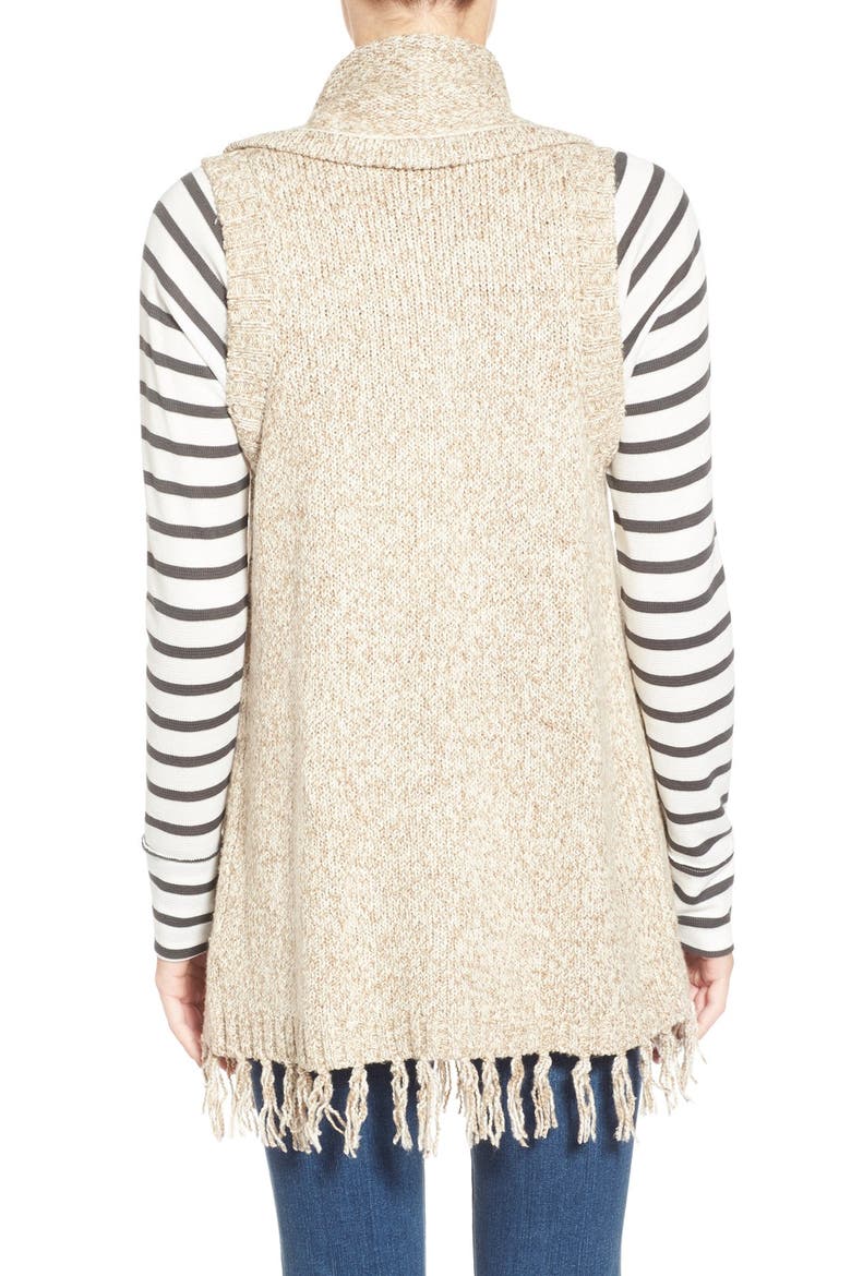 Drape Front Long Vest, Alternate, color, MUSHROOM MULTI