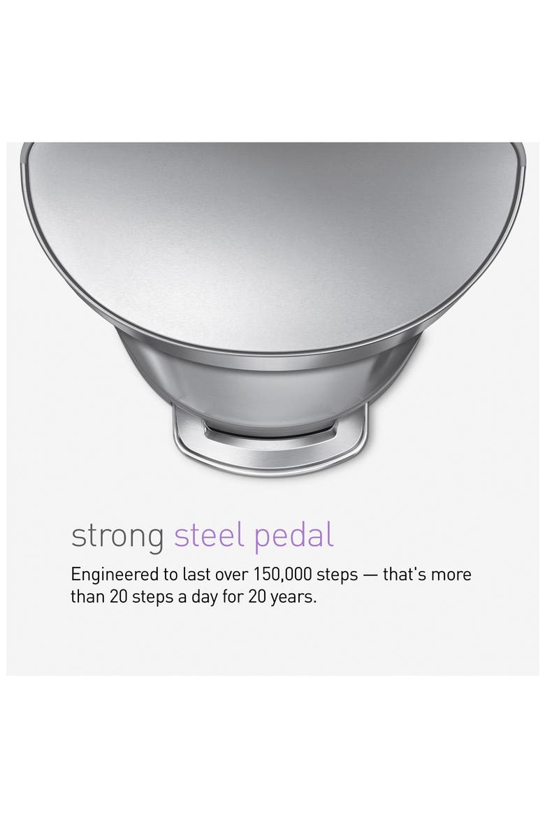 45L semi-round step can, Alternate, color, BRUSHED