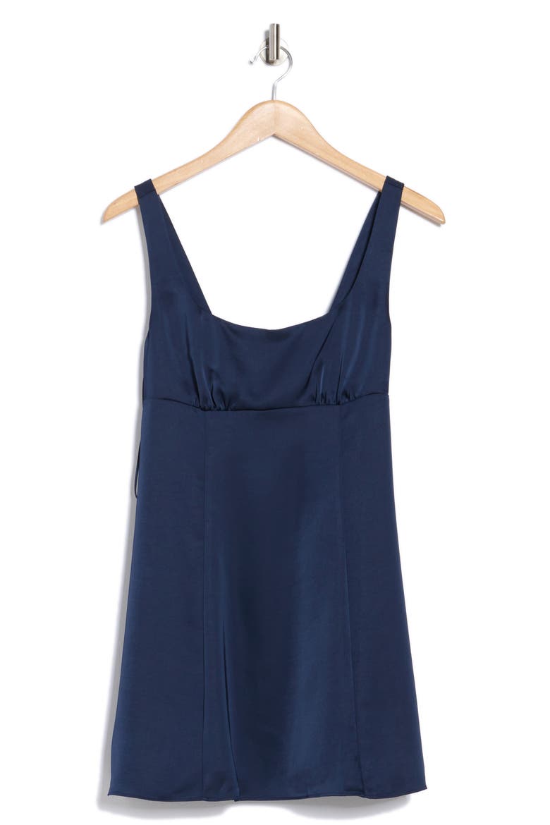 Tie Back Satin Minidress, Alternate, color, NAVY IRIS