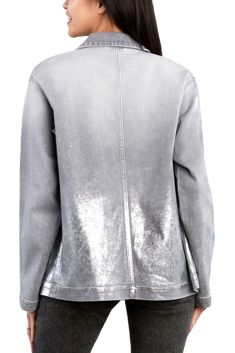 Metallic Dip Denim Barn Jacket, Alternate, color, SHARK