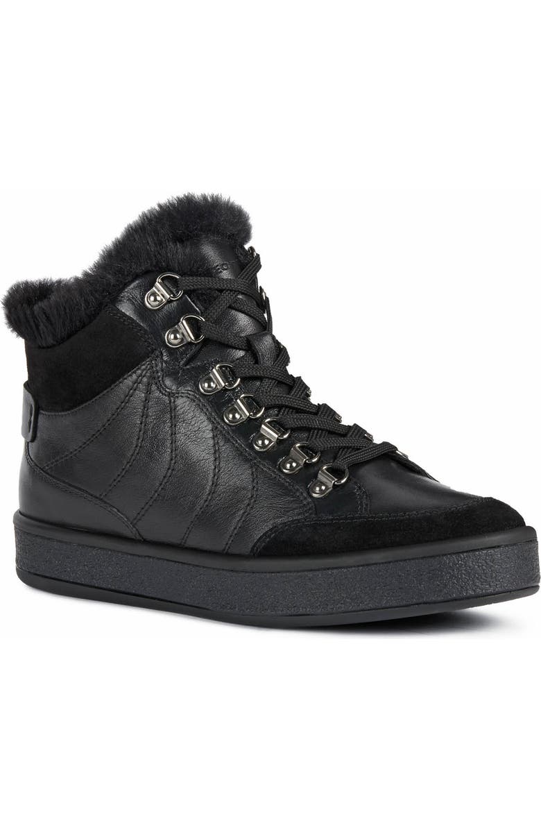 Geox Leelu Faux Fur Lined High Top Sneaker, Main, color,
