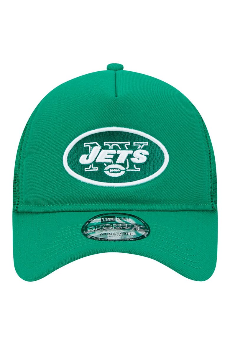 Men's New Era Green New York Jets 9FORTY A-Frame Trucker Adjustable Hat, Alternate, color, Green