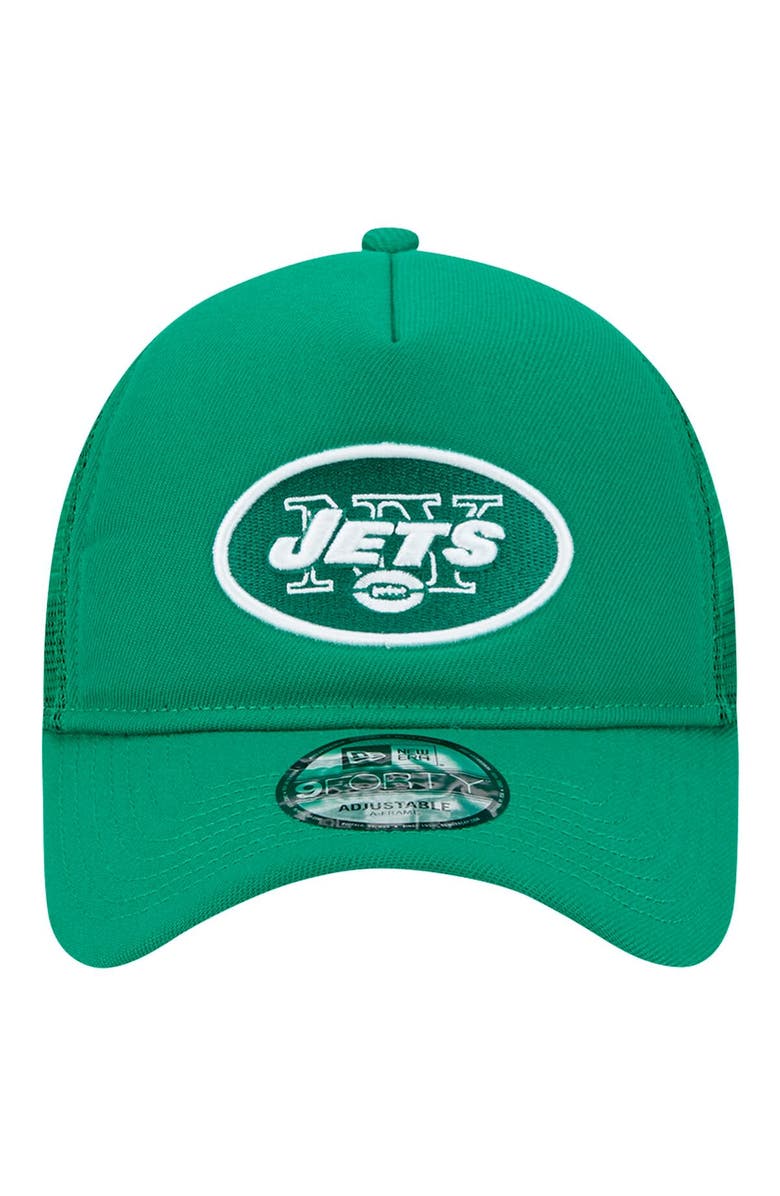 New Era Men's New Era Green New York Jets 9FORTY A-Frame Trucker Adjustable Hat, Alternate, color, Green