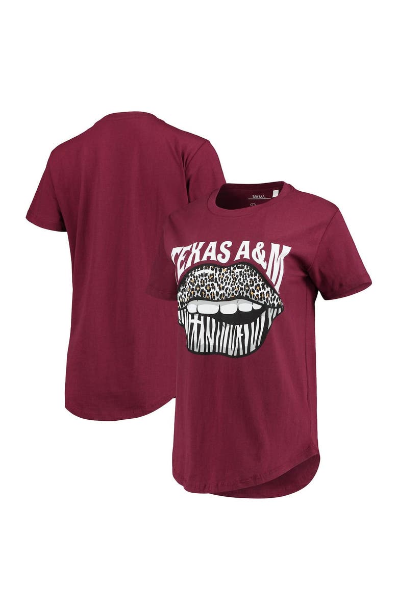 PRESSBOX Women's Pressbox Maroon Texas A&M Aggies Wild Lips Core T-Shirt, Main, color,