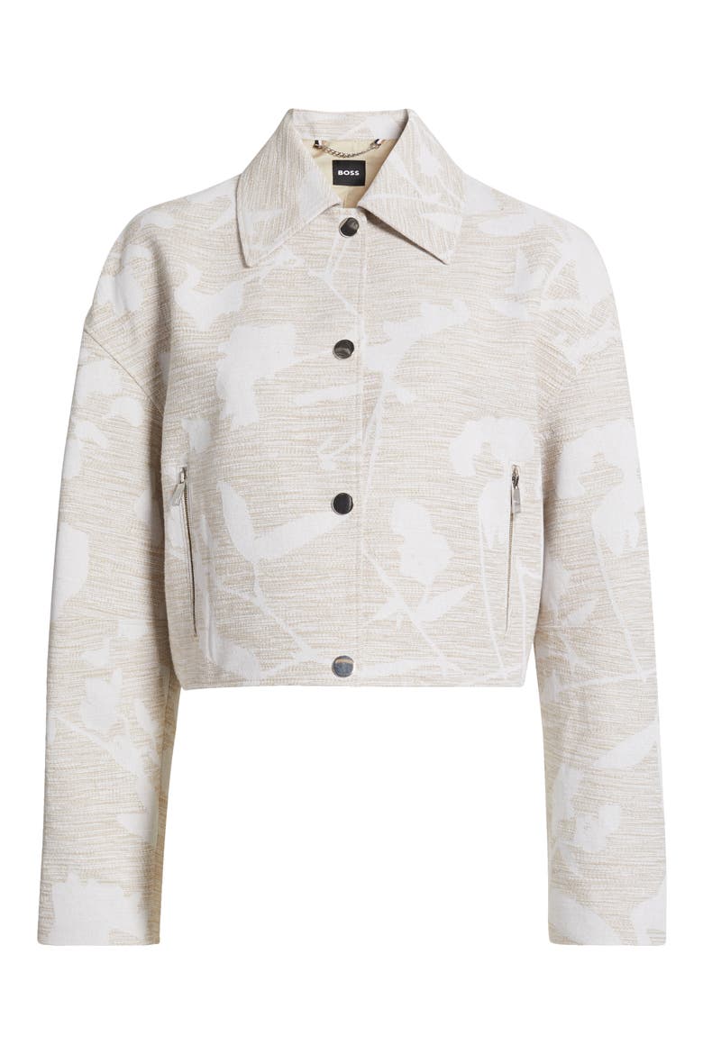 Jarlota Floral Jacquard Jacket, Alternate, color, LIGHT BEIGE
