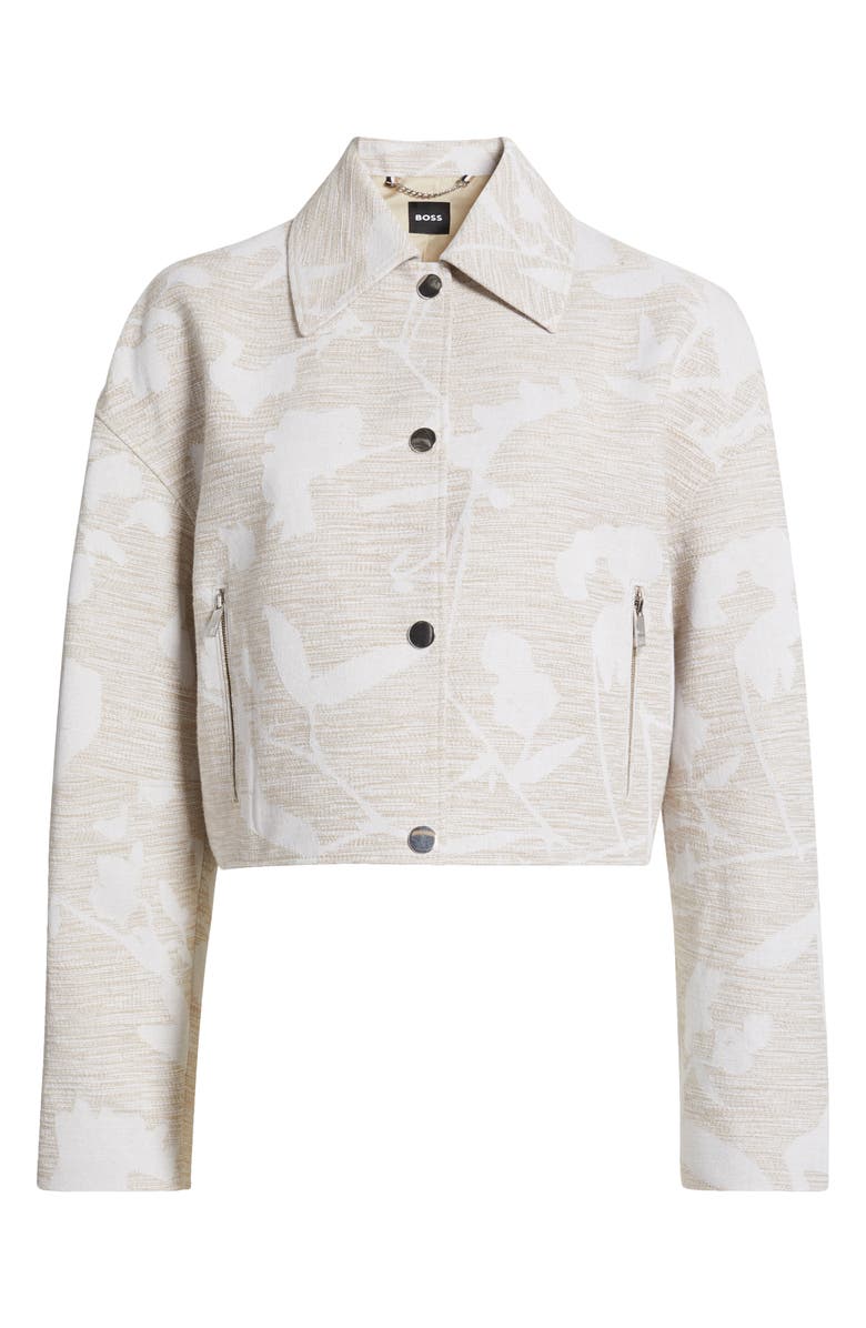 BOSS Jarlota Floral Jacquard Jacket, Alternate, color, Light Beige