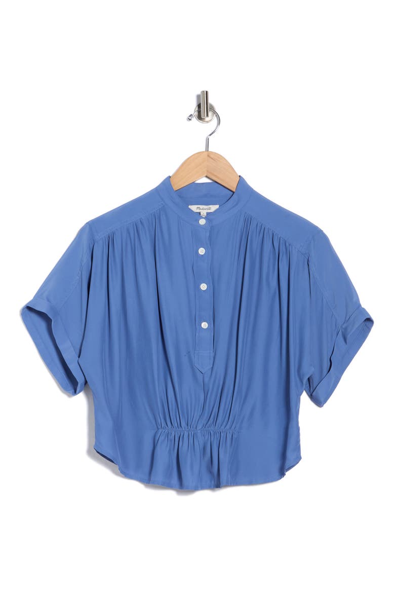 Grace Short Sleeve Peplum Top, Alternate, color, DELPHINIUM BLUE
