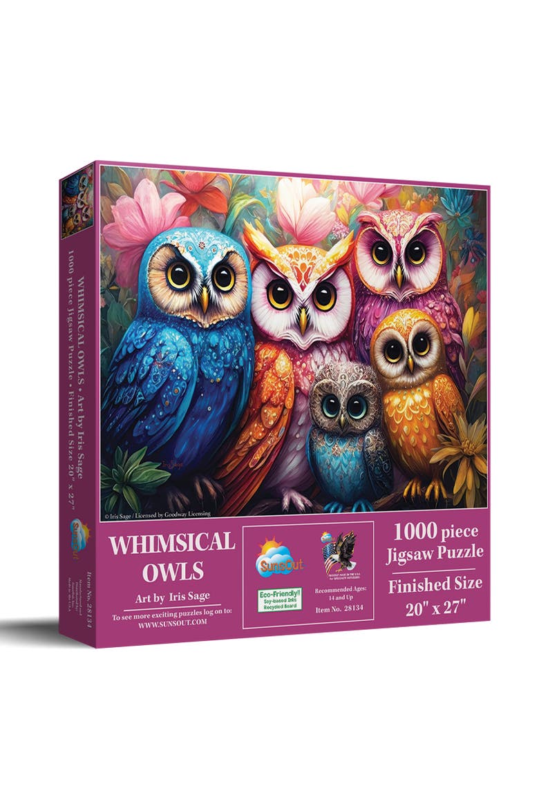 Whimsical Owls 1000 piece Jigsaw Puzzle for Adults, Main, color, Multicolor