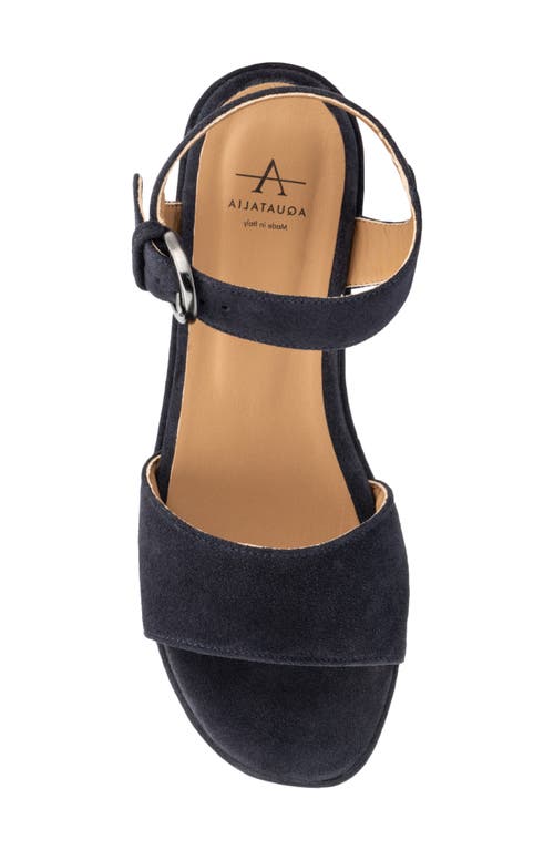 Aquatalia Dinah Water Repellent Ankle Strap Platform Wedge Sandal