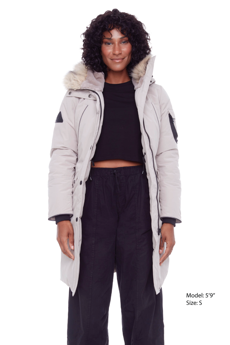 LAURENTIAN - Vegan Down Long Parka Winter with Faux Fur Hood, Alternate, color, TAUPE