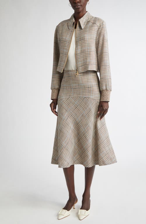 St John St. John Collection Prince Of Wales Plaid Crop Jacket In Multi