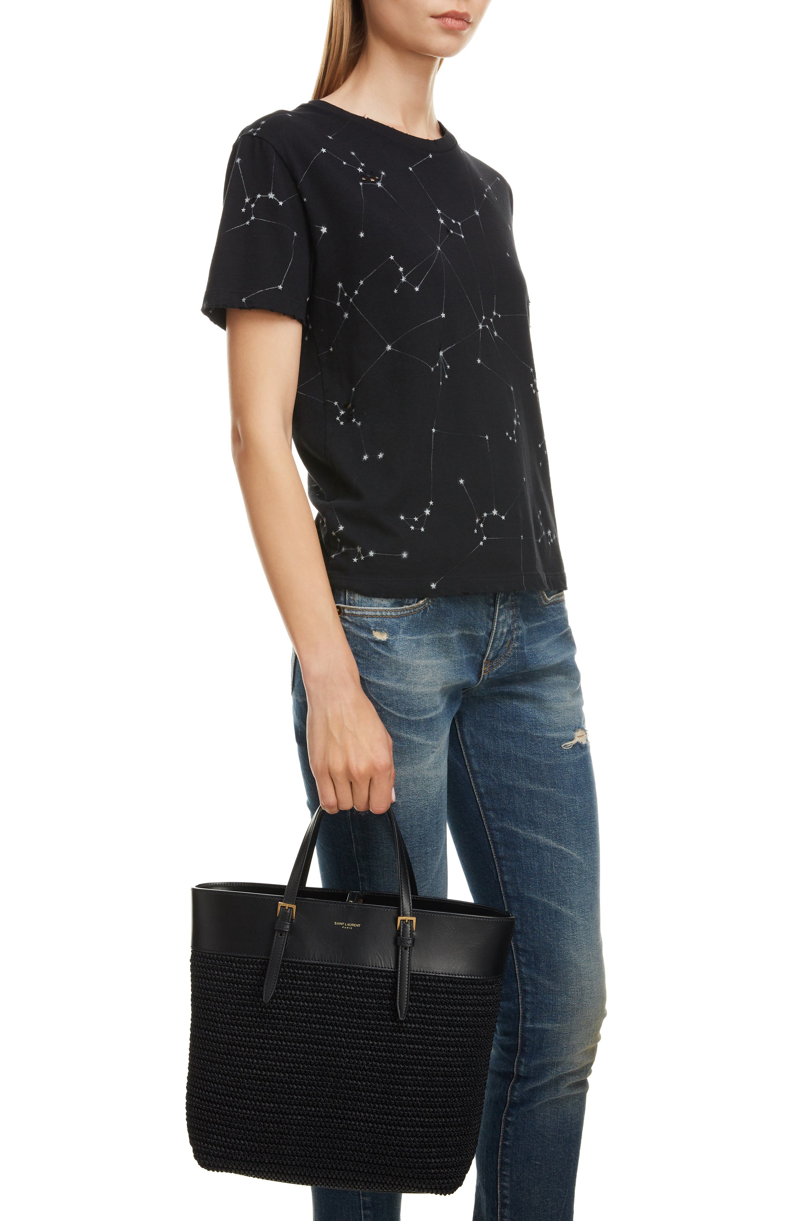 Saint Laurent Medium Shopping Raffia Tote, Alternate, color, 