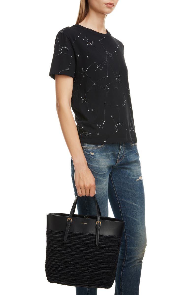 Saint Laurent Medium Shopping Raffia Tote, Alternate, color,