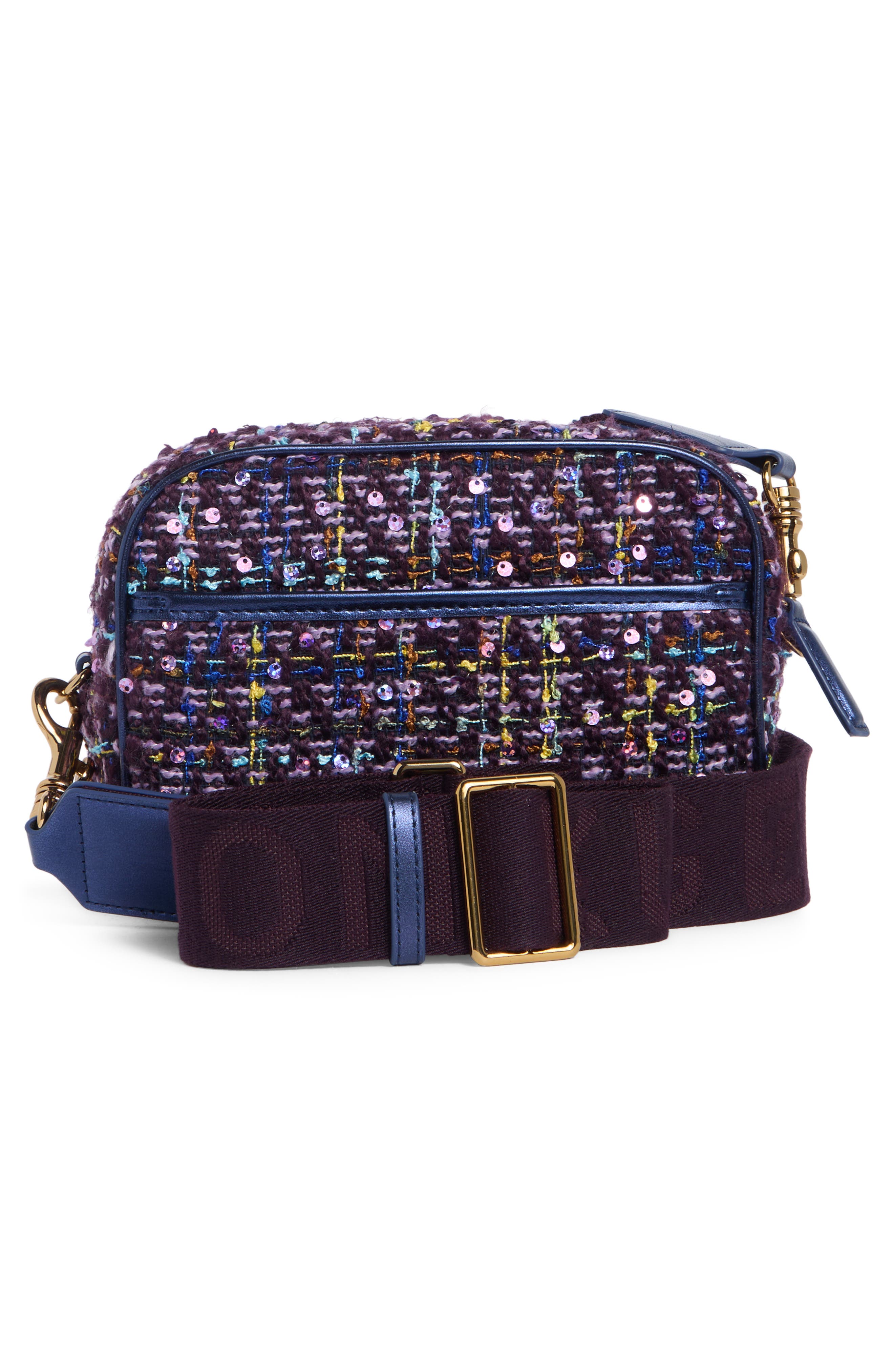 Chiswick Sequin Tweed Camera Bag, Alternate, color, PURPLE