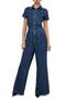 Fit for Success Pleated Wide Leg Denim Jumpsuit