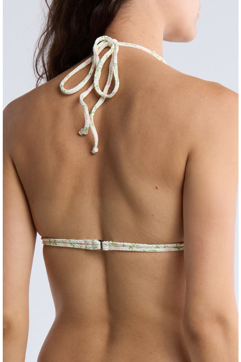 Lana Floral Triangle Bikini Top, Alternate, color, ROSE/ MILK