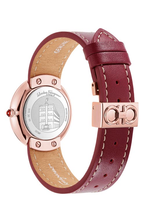 Ferragamo Salvatore  Chic Leather Strap Watch, 32mm In Burgundy