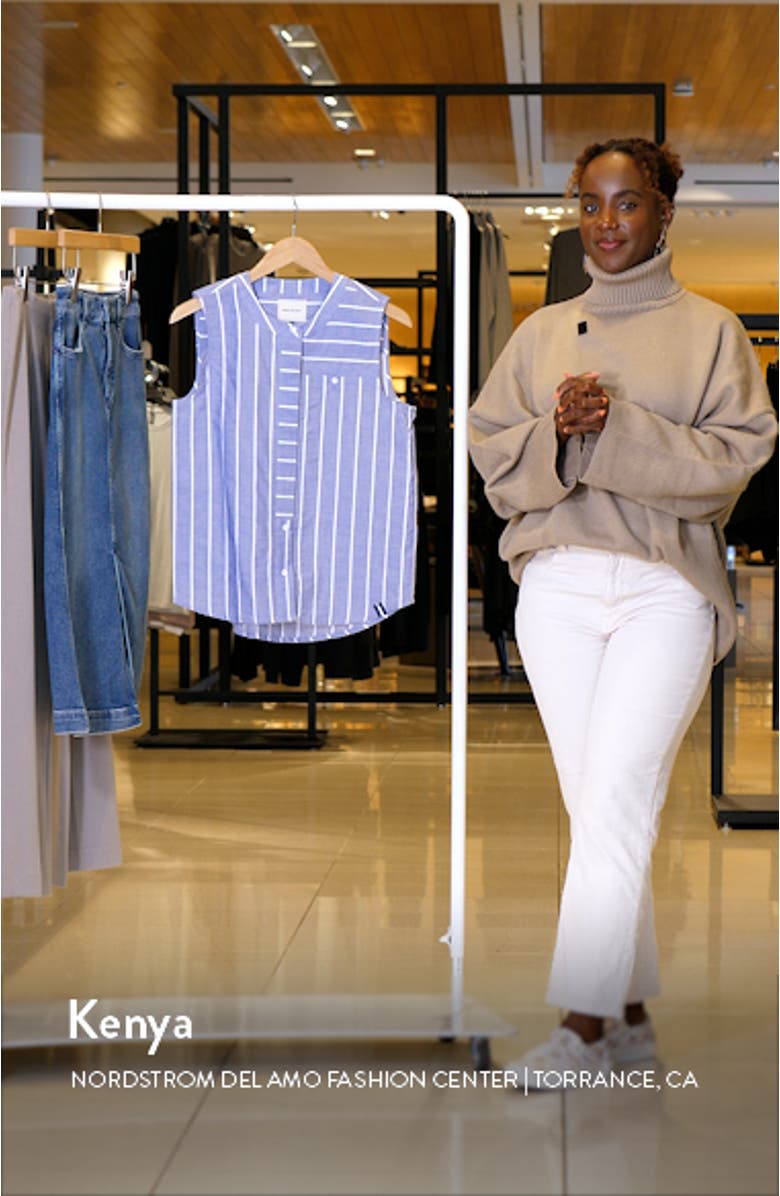 Rope Stripe Sleeveless Cotton Button-Up Blouse, sales video thumbnail