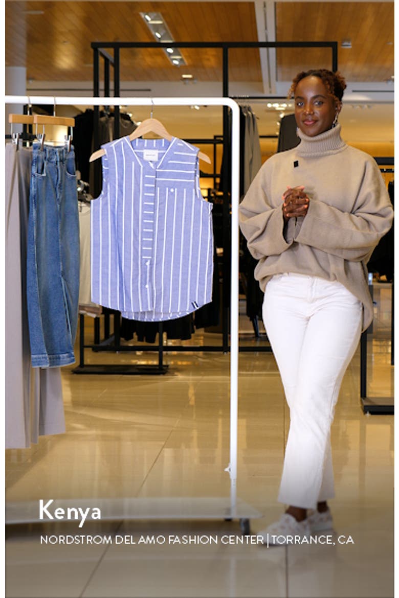 Rope Stripe Sleeveless Cotton Button-Up Blouse video