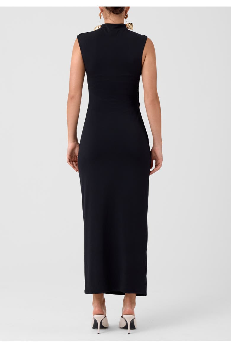 Daria High Neck Sleeveless Midi Dress, Alternate, color, Black