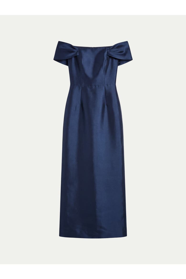 Twill Bardot Off The Shoulder Dress, Main, color, Navy