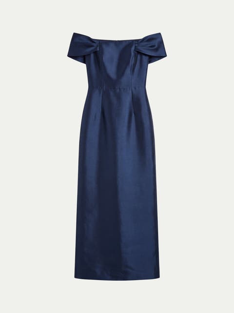 Honoured Twill Bardot Maxi Dress