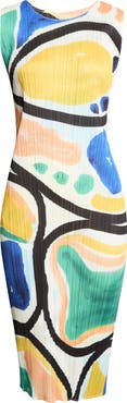 Pleats Please Issey Miyake Roll Pleated Sleeveless Midi Dress