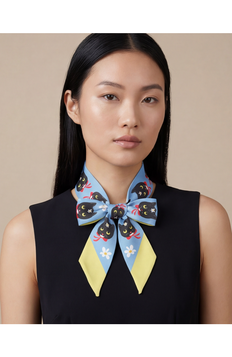 Centinelle Naoko Cat Twilly Ribbon Scarf, Alternate, color, Multicolor