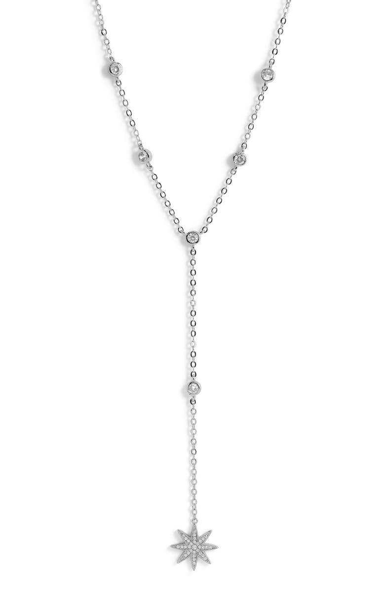 Mazin Jewels Starburst Lariat Necklace, Main, color, Silver