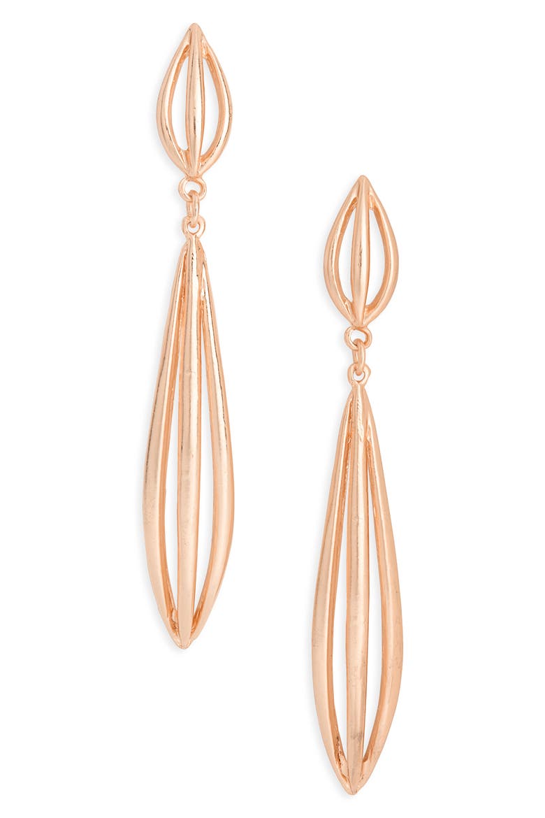 Polished Elongated Oval Drop Earrings, Main, color, ROSE GOLD