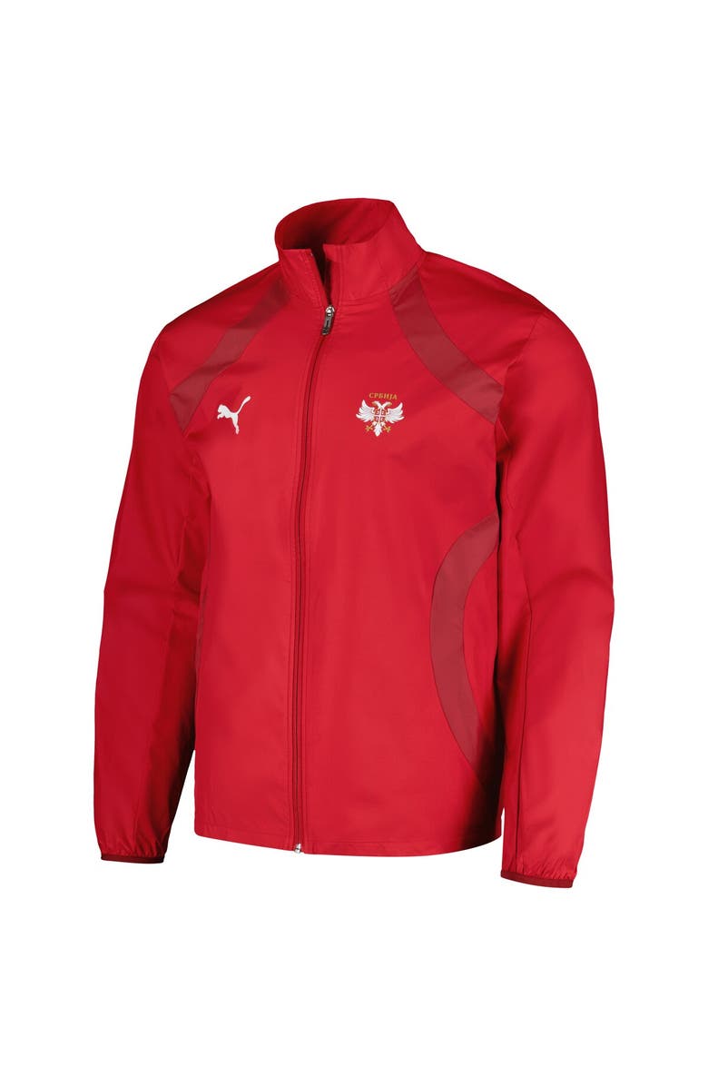 PUMA Men's Puma Red Serbia National Team 2024 Pre-Match Full-Zip Hoodie Jacket, Alternate, color, Red
