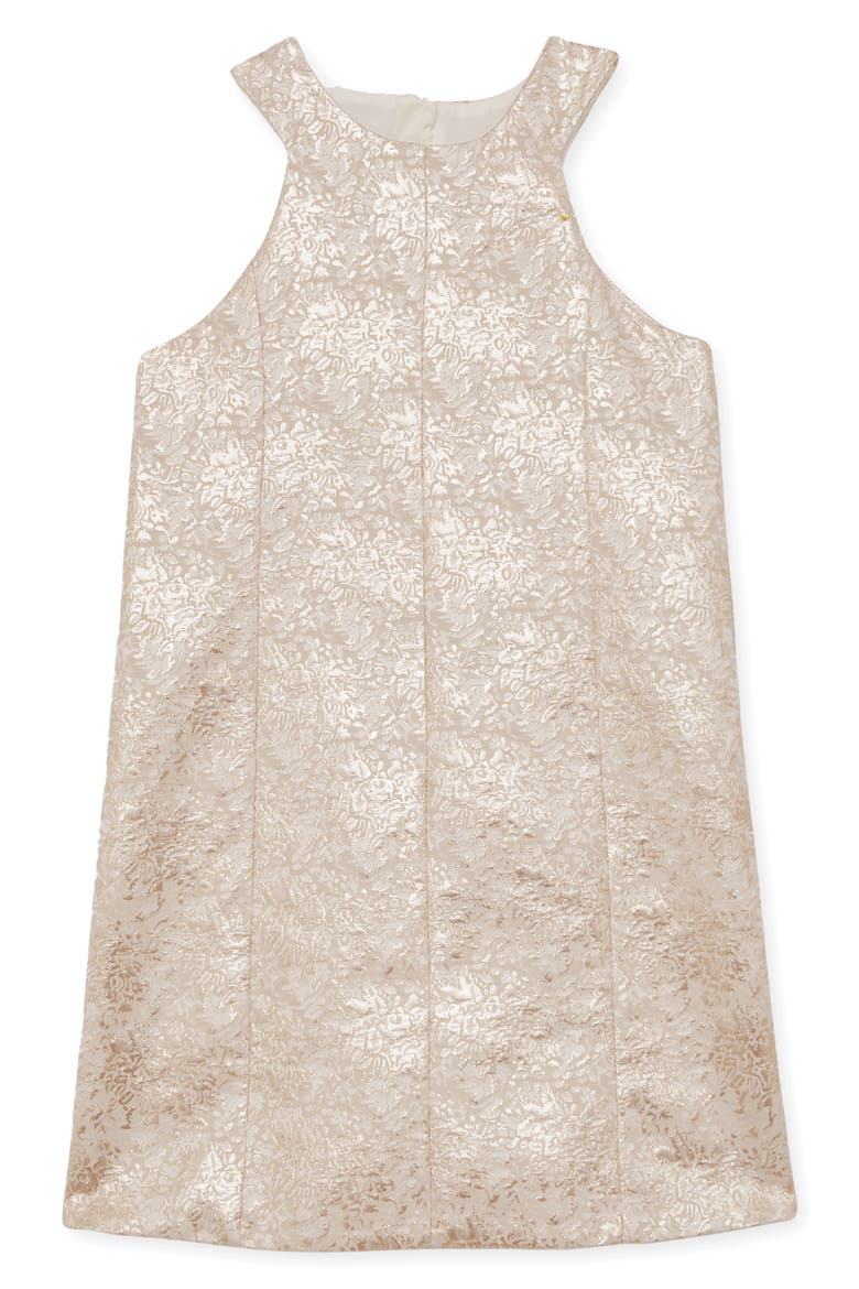 Kids' Celia Metallic Floral Jacquard Party Dress, Main, color, SILVER