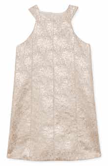 Reiss Kids' Celia Metallic Floral Jacquard Party Dress
