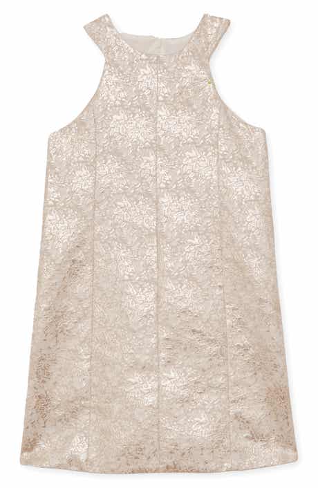 Reiss Kids' Celia Metallic Floral Jacquard Party Dress