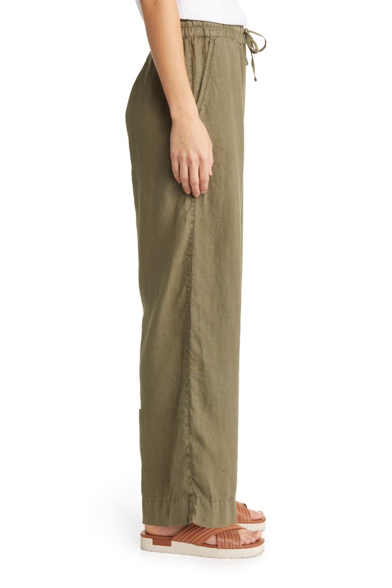 Two Palms High Waist Linen Pants, Alternate, color, TEA LEAF
