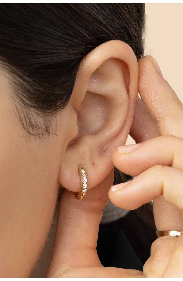 Oradina 14K Gold Regal Diamond Huggies, Alternate, color, White Gold - Diamonds