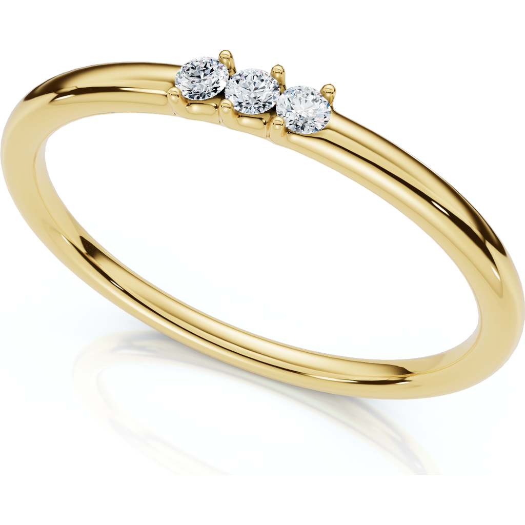 Bliss Diamond Delicate Diamond 3-stone Minimalist Anniversary Wedding Ring 14k Gold Lab Grown In Gold