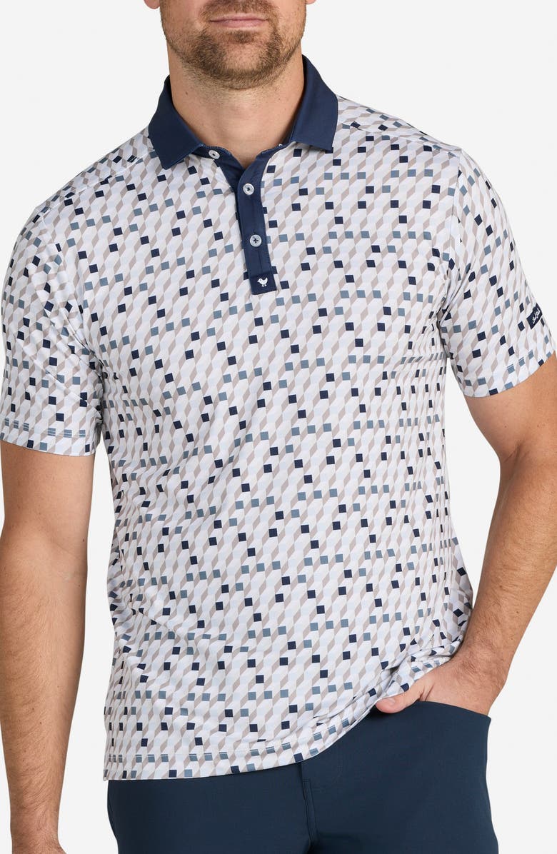 Bad Birdie Core Geo Print Performance Golf Polo, Main, color, Cube Conundrum - Blue
