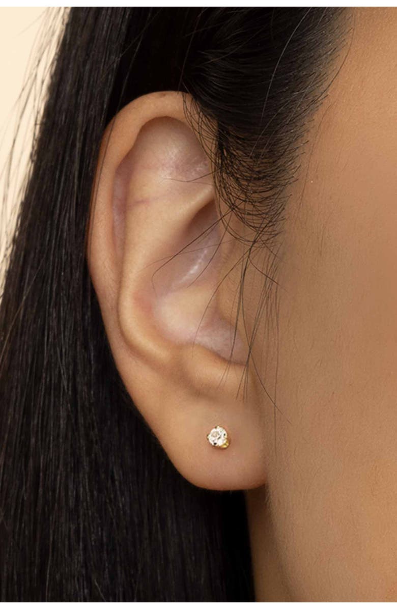 Oradina 14K Yellow Gold Shine Bright Diamond Small Studs, Alternate, color, White Gold