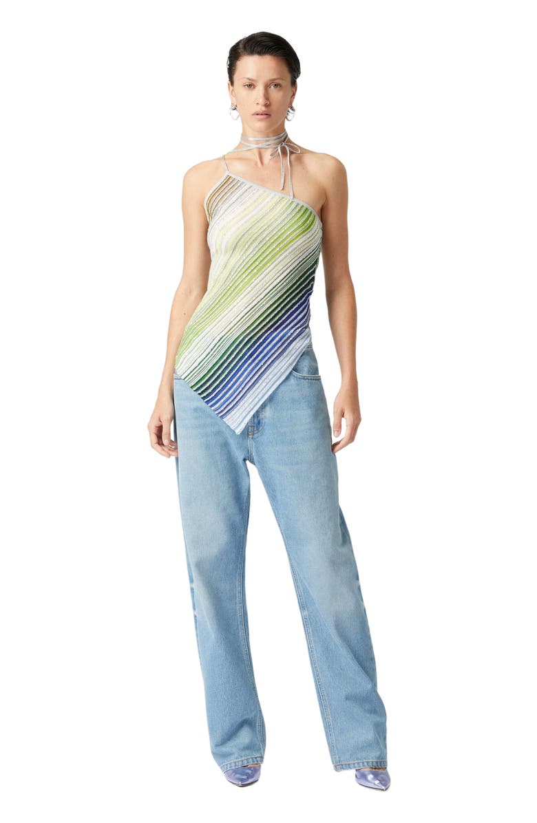 Missoni Asymmetrical One-shoulder Partial Striped Top With Sequins, Main, color, 