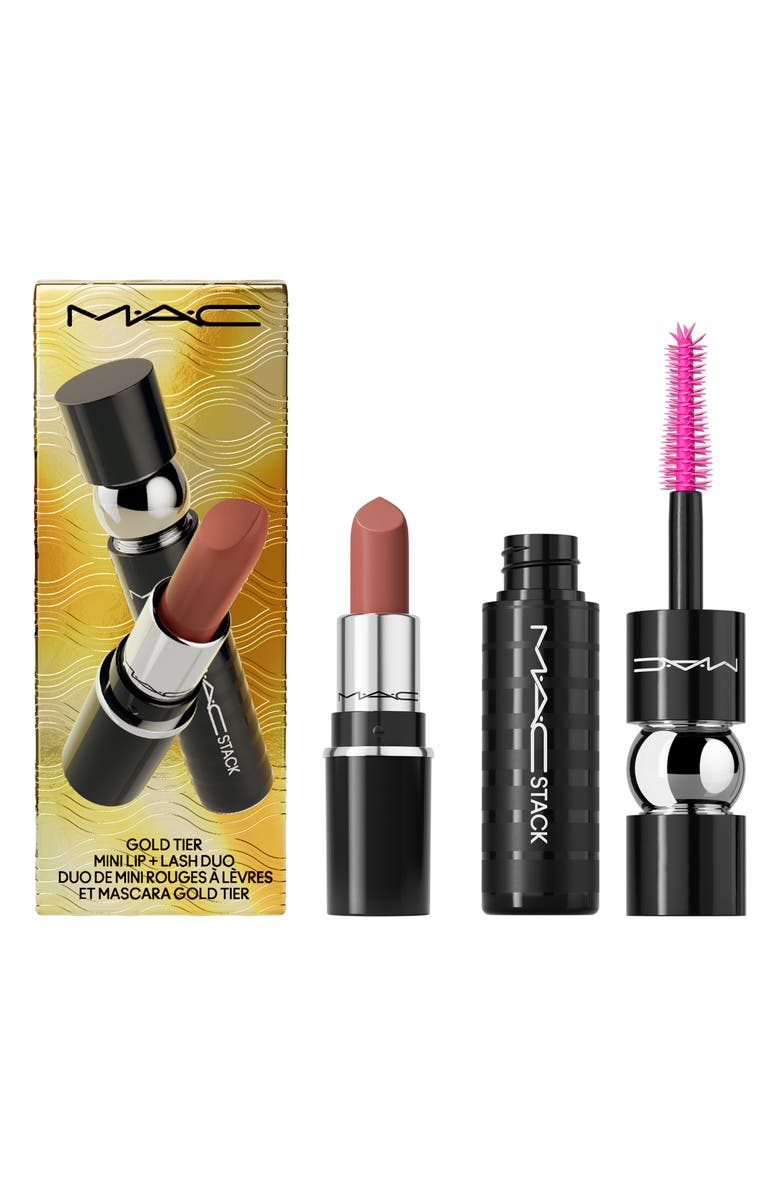 MAC Cosmetics Gold Tier Mini Lipstick + Mascara Duo Holiday Gift Set $31 Value, Alternate, color,