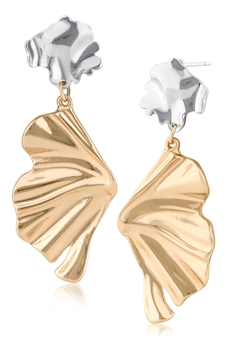 Two-Tone Sculptural Fan Drop Earrings (Nordstrom Exclusive), Main, color, GOLD/ SILVER