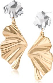 JARDIN Two-Tone Sculptural Fan Drop Earrings