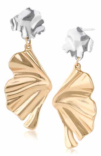 JARDIN Two-Tone Sculptural Fan Drop Earrings
