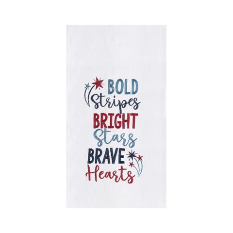 Bold Stripes Bright Stars Brave Hearts 4th of July Kitchen Towel