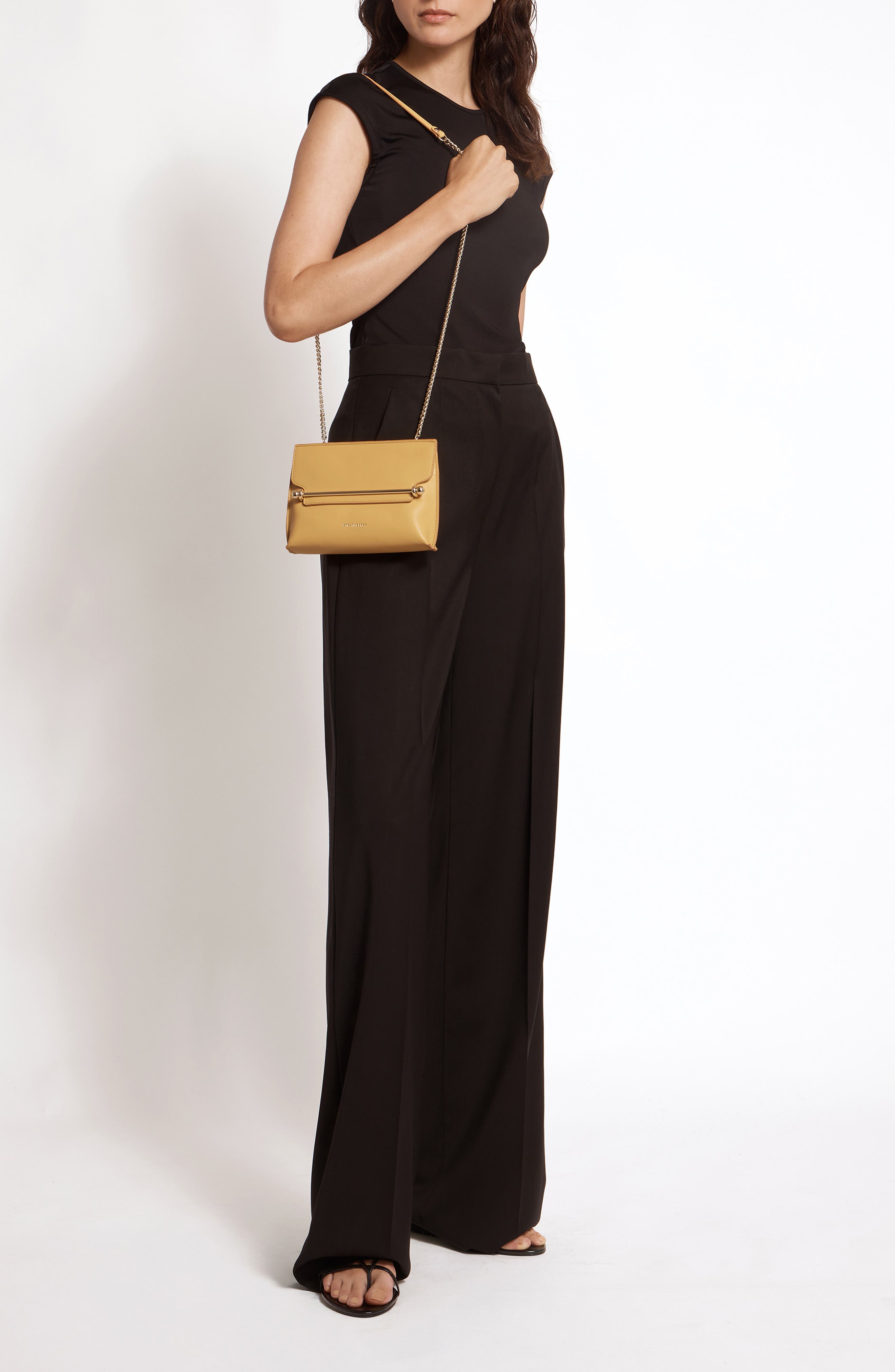 Strathberry Mini Stylist Leather Crossbody Bag, Alternate, color, Brulee