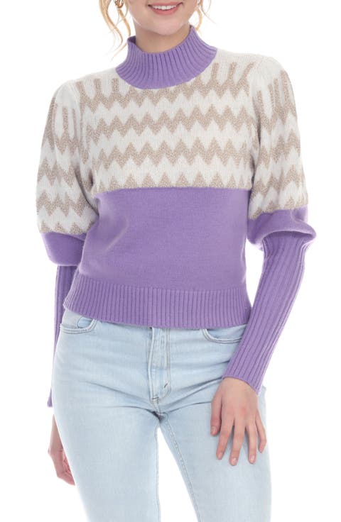 Metallic Chevron Stripe Sweater
