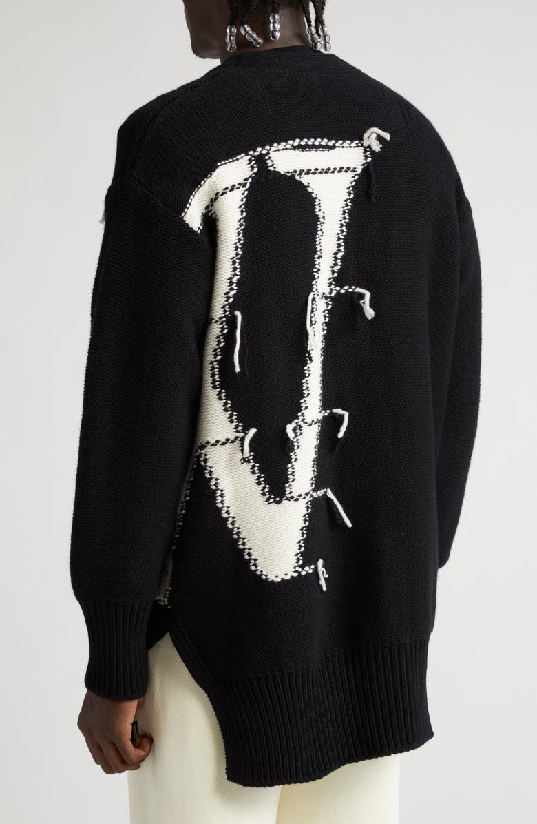 Off-White OW Maxi Logo Wool Intarsia Cardigan, Alternate, color,
