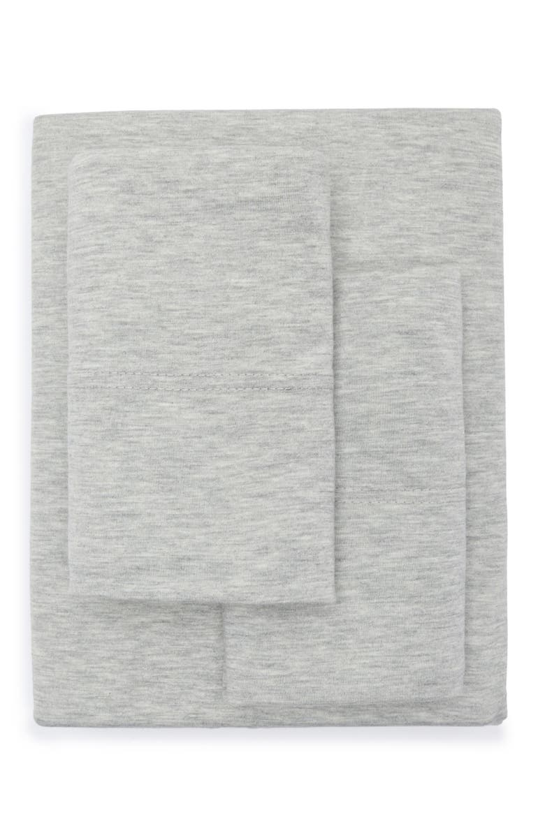 Heathered Jersey 4-Piece Sheet Set, Main, color, GREY OPAL