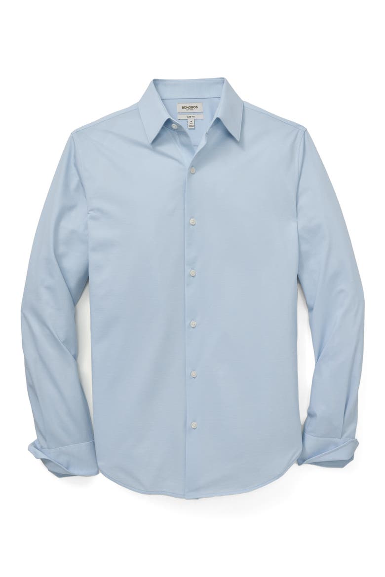 Tech Navy Performance Cotton Blend Piqué Button-Up Shirt, Alternate, color, BIRDS EYE TEXTURE V2 C2